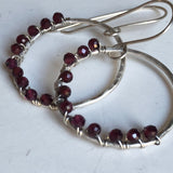 Garnet Hoop Earrings