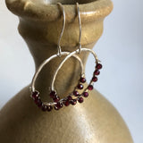 Garnet Hoop Earrings