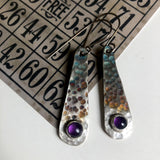 Amethyst Earrings with Rainbow Patina