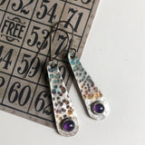 Amethyst Earrings with Rainbow Patina