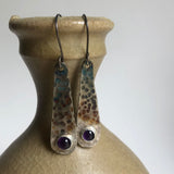 Amethyst Earrings with Rainbow Patina