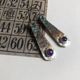 Amethyst Earrings with Rainbow Patina