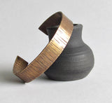 Textured Bronze Cuff Bracelet - 19th Anniversary Gift