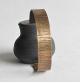 Textured Bronze Cuff Bracelet - 19th Anniversary Gift