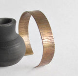 Textured Bronze Cuff Bracelet - 19th Anniversary Gift