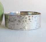 Wide Hammered Sterling Silver Bangle Bracelet