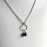 Black Pearl Hoop Necklace