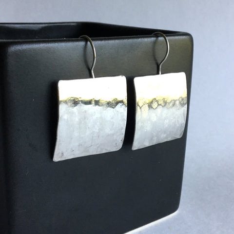 Hammered Square Sterling Silver Earrings