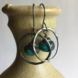 Turquoise Hammered Hoop Earrings