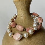 Pink Lepidolite and Pearl Bracelet