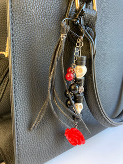 Rose and Skulls Purse Charm
