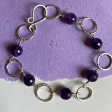 Amethyst and Silver Link Bracelet