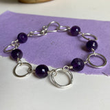 Amethyst and Silver Link Bracelet