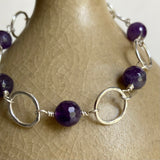 Amethyst and Silver Link Bracelet