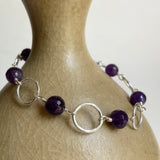 Amethyst and Silver Link Bracelet