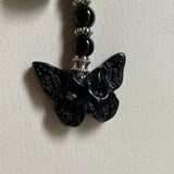 Onyx Butterfly Skull Purse Charm