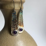 Amethyst Earrings with Rainbow Patina