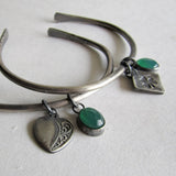 Green Onyx Sterling Silver Charm Cuff Bracelets