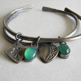 Green Onyx Sterling Silver Charm Cuff Bracelets