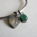 Green Onyx Sterling Silver Charm Cuff Bracelets