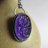 Purple Glass Floral Necklace
