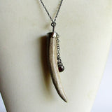 Deer Antler Necklace with Carnelian and Silver Heart