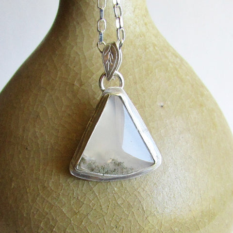 Moss Agate Necklace -Triangle