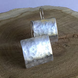 Hammered Square Sterling Silver Earrings