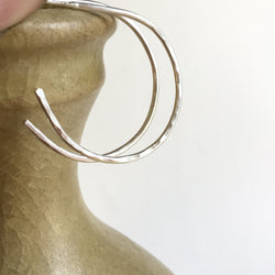 Hammered Sterling Silver Hoop Earrings - 1 1/8"