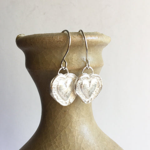 Fine Silver Heart Earrings