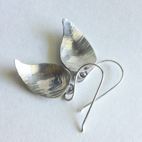 Textured Sterling Silver Leaf Earrings